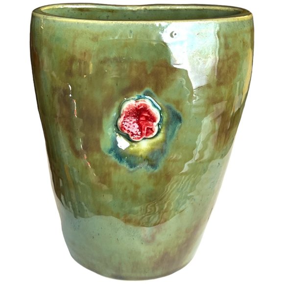 Stunning DOUBLE-SIDED and MARKED Pinched POTTERY Vase Applique Adorment 10 of 19 - Picture 5 of 10